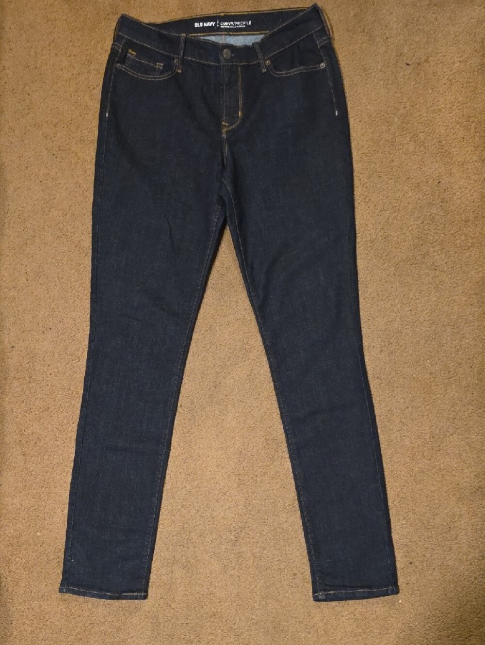 Old Navy Women's‎ Dark Indigo Slim Straight Jeans Deep Blue Denim Classic Fit